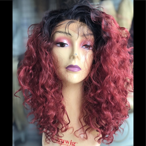 Full lace wig curly short ombré main image 8